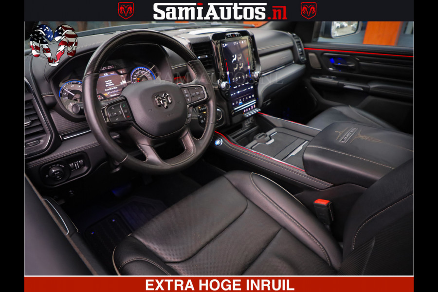 Dodge Ram HULK PACK | LIMITED SPORT | 5.7 V8 HEMI | FEUL WHEELS MAT BLACK | BOM VOL | CREW CAB 5 PERSOONS | DUBBELE CABINE DC | GRIJS KENTEKEN | SFEERVERLICHTING | HUD | LICHTVERING | PANODAK | FULL LED |