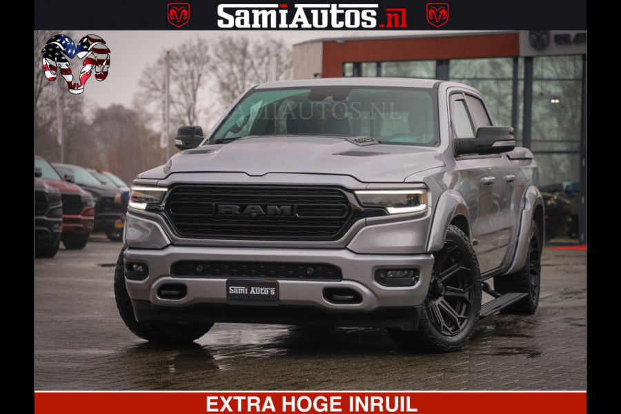 Dodge Ram HULK PACK | LIMITED SPORT | 5.7 V8 HEMI | FEUL WHEELS MAT BLACK | BOM VOL | CREW CAB 5 PERSOONS | DUBBELE CABINE DC | GRIJS KENTEKEN | SFEERVERLICHTING | HUD | LICHTVERING | PANODAK | FULL LED |