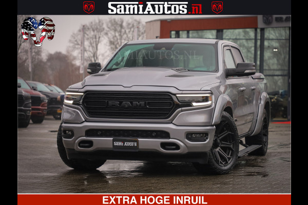 Dodge Ram HULK PACK | LIMITED SPORT | 5.7 V8 HEMI | FEUL WHEELS MAT BLACK | BOM VOL | CREW CAB 5 PERSOONS | DUBBELE CABINE DC | GRIJS KENTEKEN | SFEERVERLICHTING | HUD | LICHTVERING | PANODAK | FULL LED |