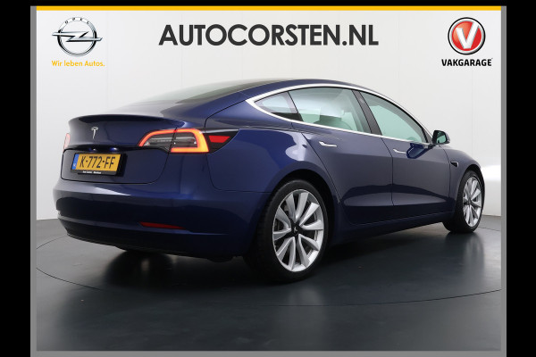 Tesla Model 3 RWD Plus 325PK SOH 91% Lmv 19" Ivoor kleurig Leder 3 AutoPilot Panoramadak Adaptive.Cruise Camera's Elektr.Stuur+Stoelen+Spiegel Navi Ecc Led ACC DAB Voorverwarmen en Keyless via App One-Pedal-Drive 1e Eigenaar Origineel Nederlandse Auto