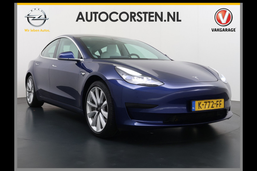 Tesla Model 3 RWD Plus 325PK SOH 91% Lmv 19" Ivoor kleurig Leder 3 AutoPilot Panoramadak Adaptive.Cruise Camera's Elektr.Stuur+Stoelen+Spiegel Navi Ecc Led ACC DAB Voorverwarmen en Keyless via App One-Pedal-Drive 1e Eigenaar Origineel Nederlandse Auto