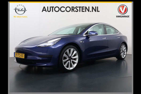 Tesla Model 3 RWD Plus 325PK SOH 91% Lmv 19" Ivoor kleurig Leder 3 AutoPilot Panoramadak Adaptive.Cruise Camera's Elektr.Stuur+Stoelen+Spiegel Navi Ecc Led ACC DAB Voorverwarmen en Keyless via App One-Pedal-Drive 1e Eigenaar Origineel Nederlandse Auto