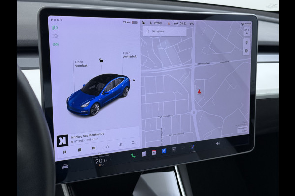Tesla Model 3 RWD Plus 325PK SOH 91% Lmv 19" Ivoor kleurig Leder 3 AutoPilot Panoramadak Adaptive.Cruise Camera's Elektr.Stuur+Stoelen+Spiegel Navi Ecc Led ACC DAB Voorverwarmen en Keyless via App One-Pedal-Drive 1e Eigenaar Origineel Nederlandse Auto