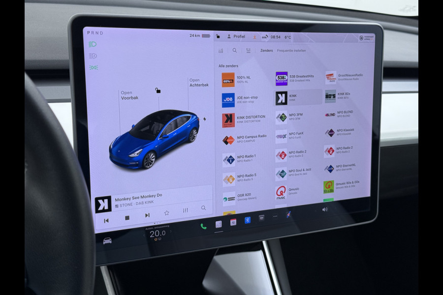 Tesla Model 3 RWD Plus 325PK SOH 91% Lmv 19" Ivoor kleurig Leder 3 AutoPilot Panoramadak Adaptive.Cruise Camera's Elektr.Stuur+Stoelen+Spiegel Navi Ecc Led ACC DAB Voorverwarmen en Keyless via App One-Pedal-Drive 1e Eigenaar Origineel Nederlandse Auto