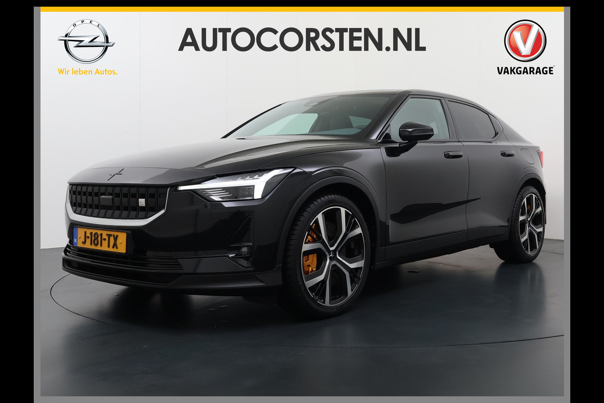 Polestar 2 PERFORMANCE LR AWD 78kWh Adap.Cruise Panoramadak Harman&Kardon® Leder-Alcantara Navi Ecc Apple Carplay Android Auto 360°Camera D SOH 91% 4WD Stuur-Stoel-Achterbankverwarming Elek.Achterklep Privacy Glas Lmv 20" Led Dodehoekdetectie Rijstrooksensor Wifi 1e Eigenaar Origineel Nederlandse Auto