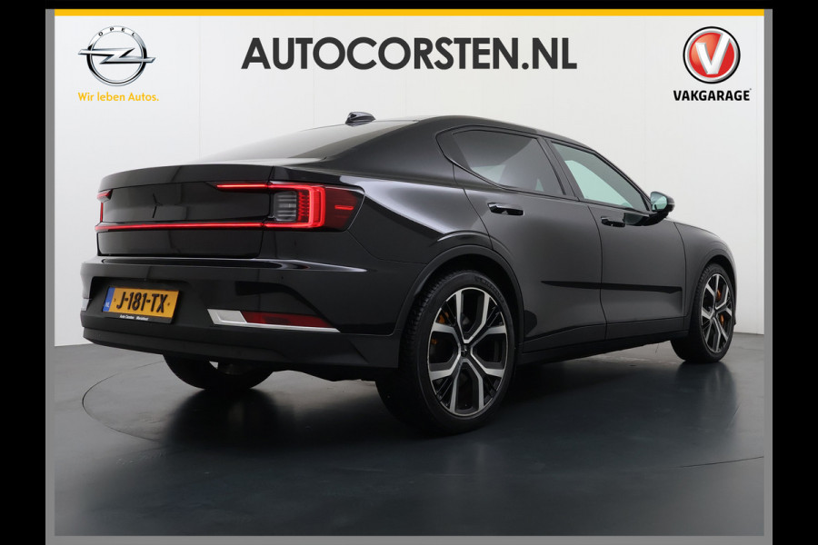Polestar 2 PERFORMANCE LR AWD 78kWh Adap.Cruise Panoramadak Harman&Kardon® Leder-Alcantara Navi Ecc Apple Carplay Android Auto 360°Camera D SOH 91% 4WD Stuur-Stoel-Achterbankverwarming Elek.Achterklep Privacy Glas Lmv 20" Led Dodehoekdetectie Rijstrooksensor Wifi 1e Eigenaar Origineel Nederlandse Auto