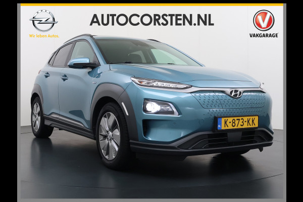 Hyundai Kona EV 64kWh SOH 100% Fase 3 Warmtepomp Leer+Elektr+Verwarmd+Gekoeld! Schuif-/kanteldak Head-Up Display Adap.Cruise Apple Carplay An Keyless Stuurverwarming Blind Spot Monitoring Lane Assist DAB Led Origineel Nederlandse Auto Super compleet! € 46000 nieuw