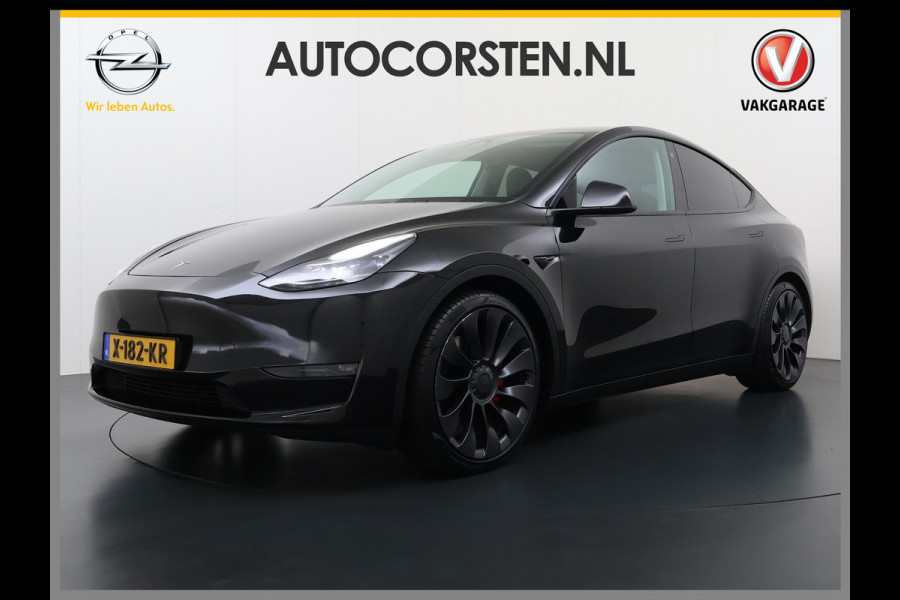 Tesla Model Y Performance 535pk AWD 75kWh SOH 95% Warmtepomp Panoramadak Navi Ecc Leder Lmv 21" Keyless Led Elek.Achterklep Memory Stoel+Stuurverwarming AMD-Ryzen­™-Processor 1e Eigenaar Origineel Nederlandse Auto Fabrieksgarantie tot 14-12-2027 Batterij en Motorgarantie tot 14-12-2031/192.000km