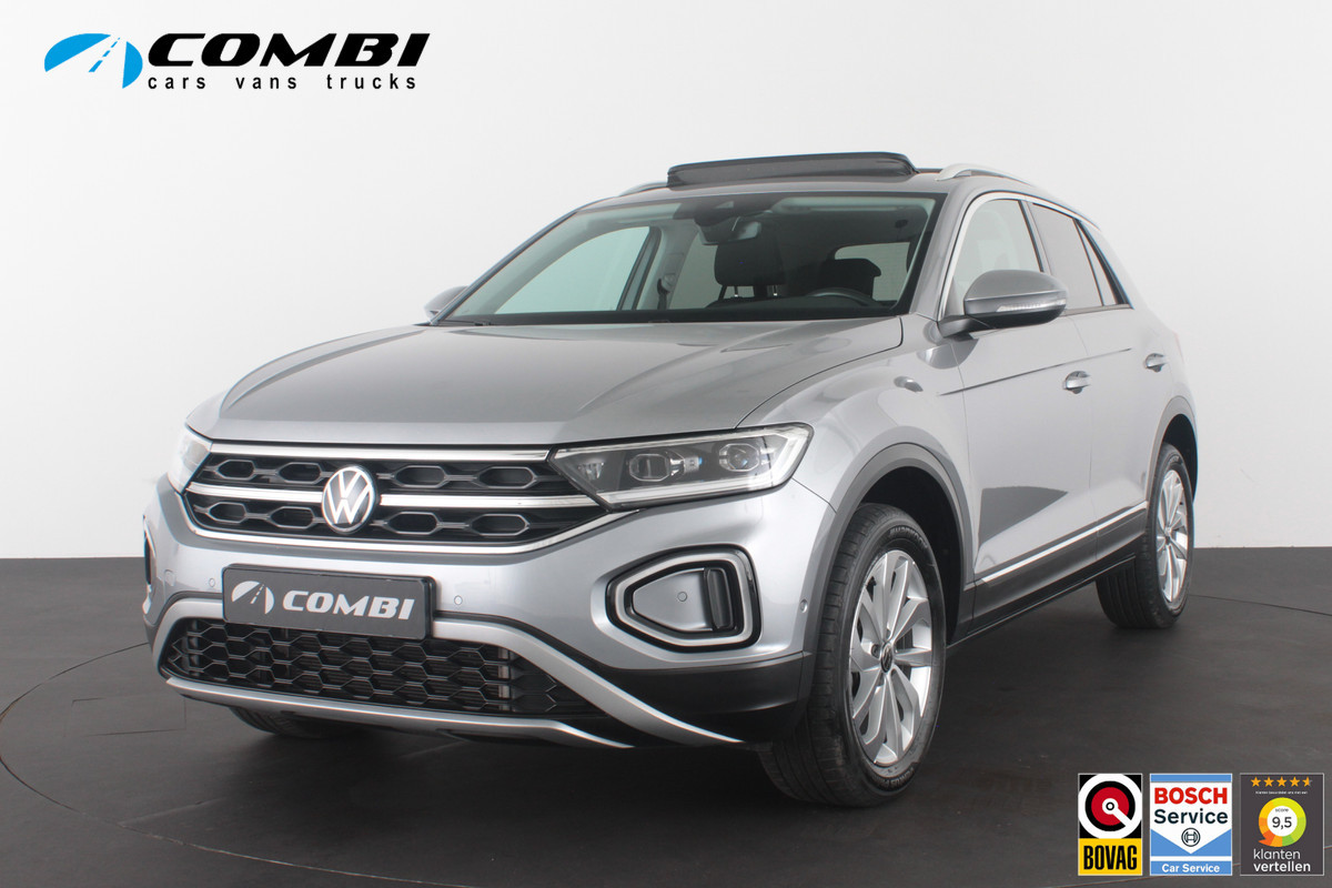 Volkswagen T-Roc 1.0 TSI Style > 116pk/Pano.schuifdak/Camera/Stoelverwarming/IQ.Led/Pyrite Silver