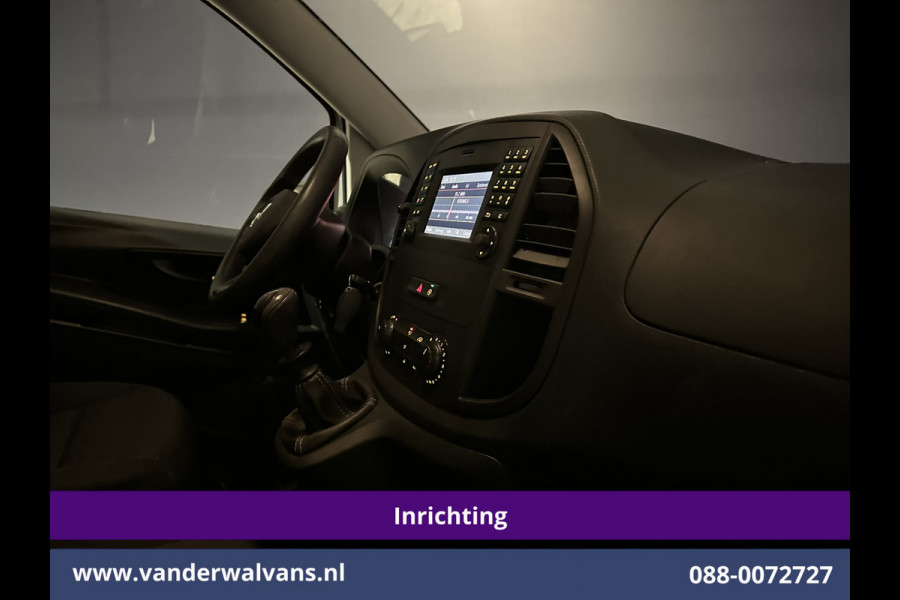 Mercedes-Benz Vito 114 CDI 136pk L2H1 Inrichting Euro6 Airco | Camera | LM velgen | Cruisecontrol | Trekhaak | Stoelverwarming Dakdragers, Parkeersensoren, Bijrijdersbank, Achterklep