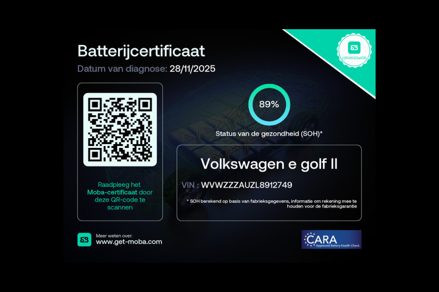 Volkswagen e-Golf E-DITION | Navigatie | Climate Control | ACC | Stoelverwarming| SOH 89%