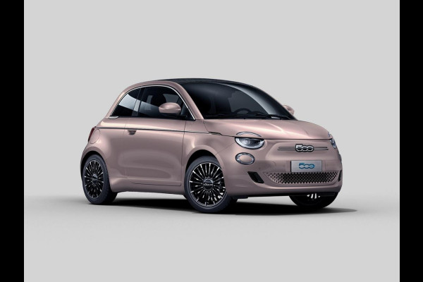 Fiat 500E Cabrio La Prima 42 kWh | 17% Bijtelling | Clima | Cruise | Leder | 17" | Priv Glass | Winter Pack | JBL Sound | BSM | Apple Carplay