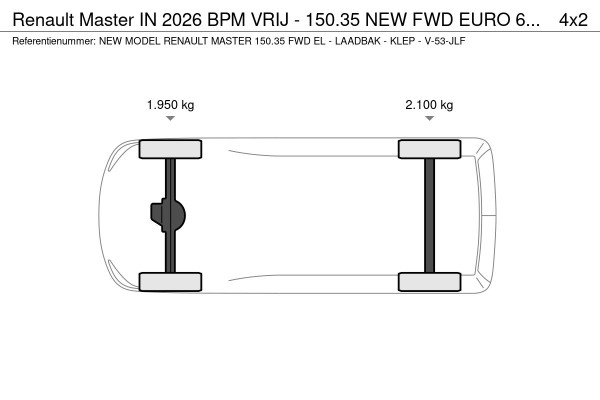 Renault Master IN 2026 BPM VRIJ - 150.35 NEW FWD EURO 6 EL - LAADBAK & LAADKLEP - V-53-JLF