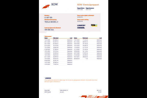 Tesla Model 3 Long Range RWD 75 kWh 2019 NAVI NAP