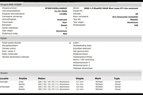 Peugeot 5008 1.5 HDI Automaat 7Pers. GT-Line / Panoramadak / Trekhaak / Leder / Airco-ecc./ Xenon / Apk 07-2026