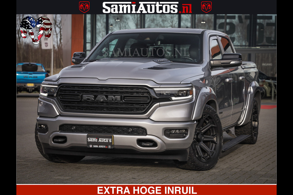 Dodge Ram HULK PACK | LIMITED SPORT | 5.7 V8 HEMI | FEUL WHEELS MAT BLACK | BOM VOL | CREW CAB 5 PERSOONS | DUBBELE CABINE DC | GRIJS KENTEKEN | SFEERVERLICHTING | HUD | LICHTVERING | PANODAK | FULL LED |