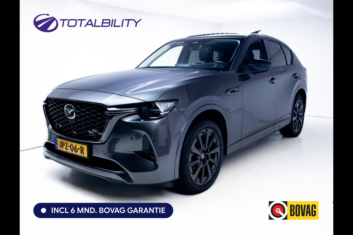 Mazda CX-60 2.5 e-SkyActiv PHEV Homura | Panodak | Leer | Stoel- stuur- & achterbankverw. | Bose audio | 360 Camera, Stoel ventilatie, Adaptieve Cruise, Navigatie, App. connect, Elec. achterklep