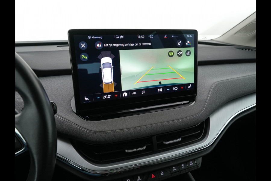 Škoda ENYAQ iV 80 [ 3-Fase ] {SOH-88% } (INCL-BTW) *LEATHER-FABRIC | FULL-LED | DIGI-COCKPIT | CAMERA | KEYLESS | NAVI-FULLMAP | AMBIENT-LIGHT | ECC | HEATED-COMFORTSEATS | DAB+ | PDC | CRUISE | CARPLAY | TOWBAR | 19"ALU*