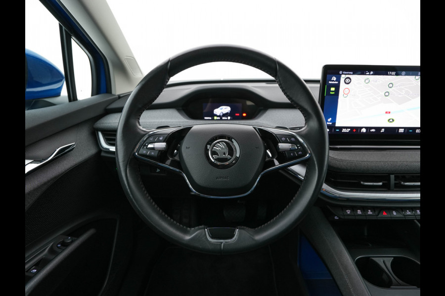Škoda ENYAQ iV 80 [ 3-Fase ] {SOH-88% } (INCL-BTW) *LEATHER-FABRIC | FULL-LED | DIGI-COCKPIT | CAMERA | KEYLESS | NAVI-FULLMAP | AMBIENT-LIGHT | ECC | HEATED-COMFORTSEATS | DAB+ | PDC | CRUISE | CARPLAY | TOWBAR | 19"ALU*