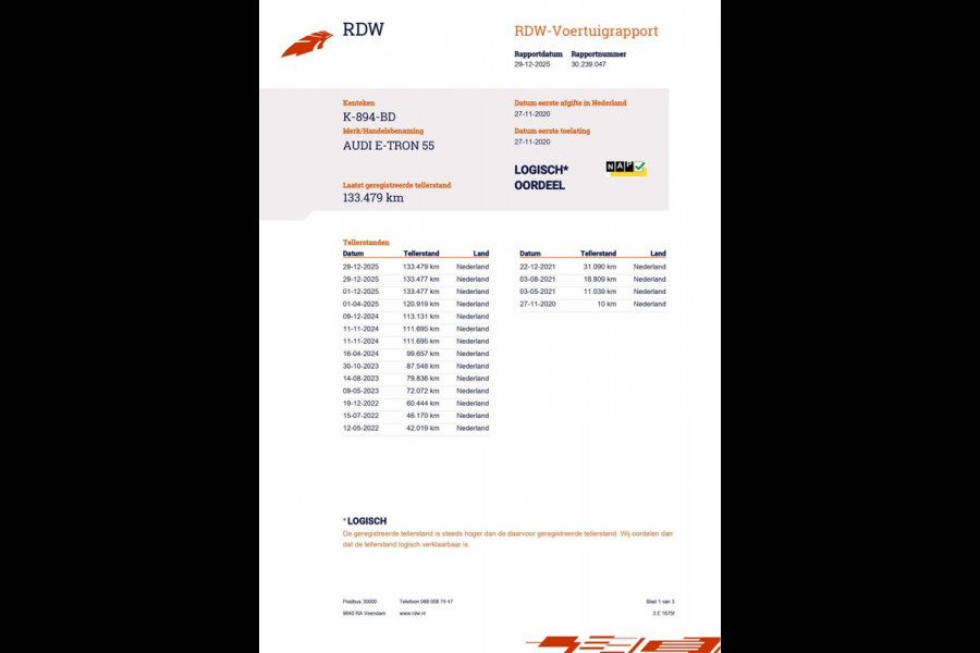 Audi e-tron 55 Quattro 95 kWh|92% SOH|GROTE ACCU|TREKHAAK|LEDER|CLIMA+CRUISE CTRL|MEMORY|NAVIGATIE|NL- AUTO|NAP|INCL. BTW|1e EIG.|