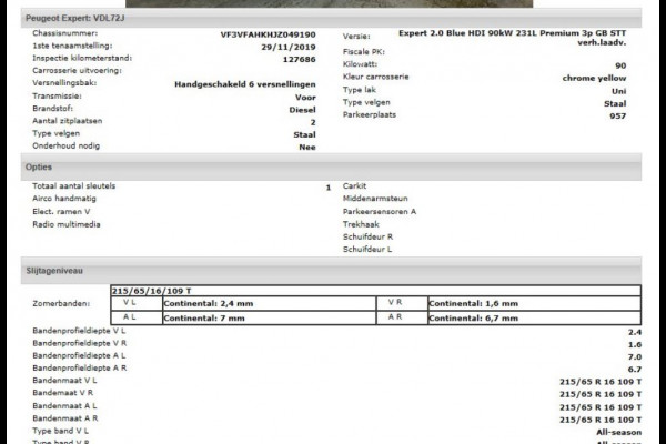 Peugeot Expert 2.0 HDI Euro6 123PK L2 Premium / 2xSchuifdeur / Trekhaak / Airco / Apk 01-2027