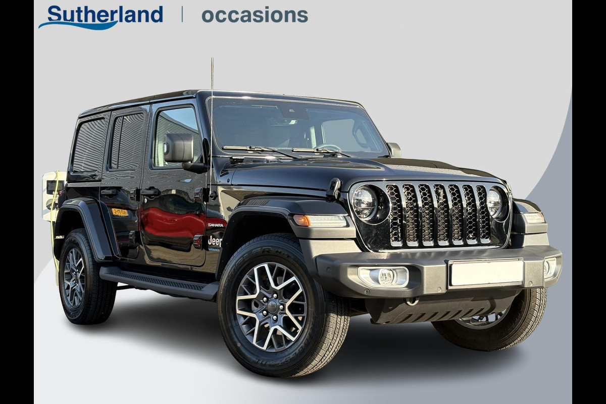 Jeep Wrangler Unlimited 4xe 380pk Sahara PHEV | Leder | Stoel- & Stuurverwarming | Navigatie | Afneembaar Dak |