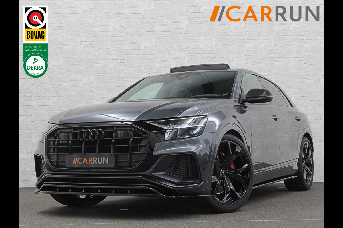 Audi Q8 SQ8 4.0 TFSI Quattro | RS-Stoelen | Panorama | Massage | Ventilatie | 23'' | B&O Sound | Trekhaak | Carbon | Luchtvering | Black-Optic | BTW-Auto | Memory | Leder | Matrix-LED | Carplay |