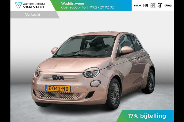 Fiat 500E 42 kWh | 17% Bijtelling | Clima | Cruise | Pack Winter | BSM | 16" | LED | Apple Carplay