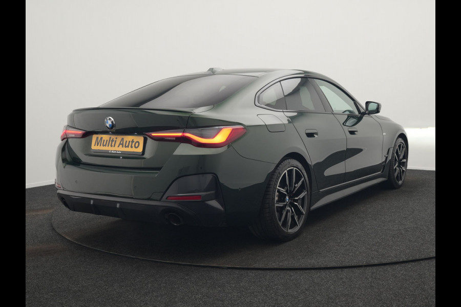 BMW 4 Serie Gran Coupé 430i M Sport 245pk Dealer O.H Sanremo Green | Panodak | Lederen Competition Stoelen Memory & Verwarmd | Adaptive Onderstel | 360 Camera | Harman & Kardon | 19" L.M | Carbon | Apple Carplay | Navigatie | Blis | Virtual | DAB |