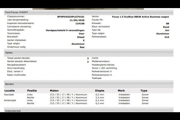 Ford FOCUS Wagon 1.5D 120PK Euro6 Active Business / Trekhaak / Navigatie / Airco / Pdc.V+A / Xenon / B&O Radio multimedia / Technology-Family Pack / Apk 06-2026