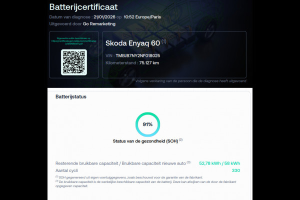 Škoda ENYAQ iV 60 NL AUTO | PANO | STOELVERW | SOH 91%