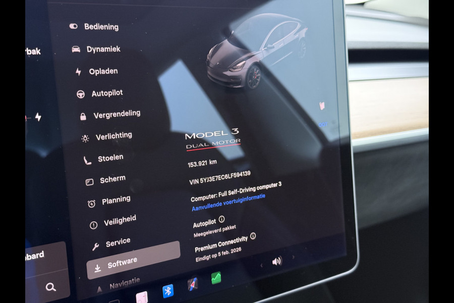 Tesla Model 3 Performance 513pk 0-100 3,4sec AWD Lmv 20" AutoPilot Rode Remklauwen Carbon Spoiler Panoramadak Adaptive Cruise Camera's Leer Pd Elektr.-A-Klep+Stuur+Verst.Stoel+Geheugen Easy Entry Stoel+Bank-Verwarmd Keyless WiFi  75kWh 4WD 1e Eigenaar Origineel Nederlandse Auto Nieuwprijs € 65.680 SOH 83%