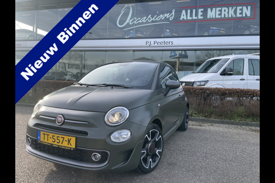 Fiat 500 0.9 TwinAir Turbo Sport Mat Groen Airco -  Cruise control - Bluetooth - Groot navigatiesysteem - Mistlampen voor - Licht metalen velgen 16 inch - Start/stop systeem - Stuur leder - Stuur multifunctioneel - Centrale deurvergrendeling met afstandsbediening