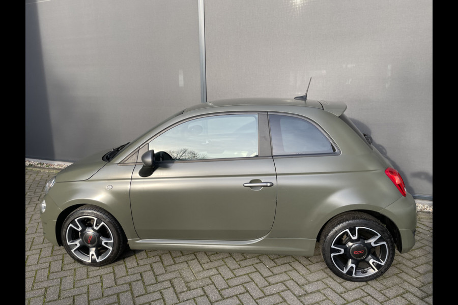 Fiat 500 0.9 TwinAir Turbo Sport Mat Groen Airco -  Cruise control - Bluetooth - Groot navigatiesysteem - Mistlampen voor - Licht metalen velgen 16 inch - Start/stop systeem - Stuur leder - Stuur multifunctioneel - Centrale deurvergrendeling met afstandsbediening
