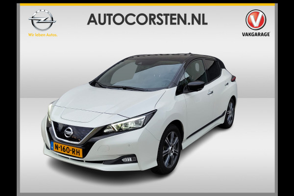 Nissan Leaf e+ 218pk 62kWh SOH 90% Leer Grootste ACCU Warmtepomp Trekhaak Business Executive Ecc Bose®-Hifi Apple Carplay Android Auto Adap. 360°Camera Stoel+Stuurverwarming Led Two-Tone lak 1e Eigenaar Origineel Nederlandse Auto