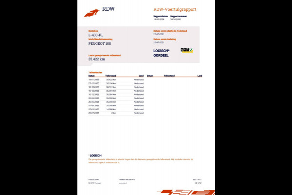 Peugeot 108 1.0 e-VTi 73pk Access NL-Auto NAP 35.422km Stuurbekrachtiging LED