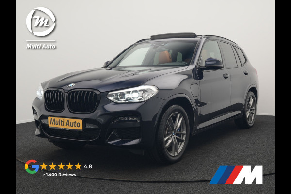BMW X3 xDrive30e M Sport Plug In Hybrid 293pk Dealer O.H. PHEV | Panodak | Sfeerverlichting | Lederen Sportstoelen Memory & Verwarmd | Stuur Verwarmd | Apple Carplay | Keyless | Cruise Control | Navigatie | DAB | 19"L.M |