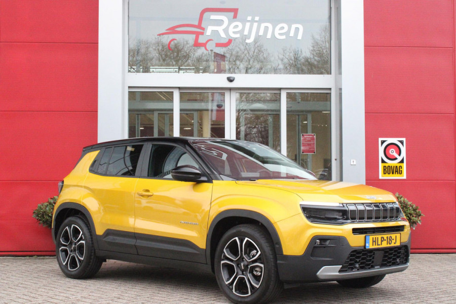 Jeep Avenger 1.2 110PK e-HYbrid SUMMIT | JBL PREMIUM AUDIO SYSTEEM | ACHTERUITRIJ CAMERA | STOEL VERWARMING | SFEERVERLICHTING | FULL LED KOPLAMPEN | 18" LICHTMETALEN VELGEN | DRAADLOZE TELEFOONLADER | DRAADLOZE APPLE CARPLAY/ANDROID AUTO | ADAPTIVE CRUISE CONTROL | PARKEERSENSOREN VOOR EN ACHTER | KEYLESS ENTRY/START | DODEHOEK DETECTIE | ELEKTRISCH BEDIENBARE ACHTERKLEP | VERWARMDE VOORRUIT | EXTRA GETINTE ACHTERRUITEN |