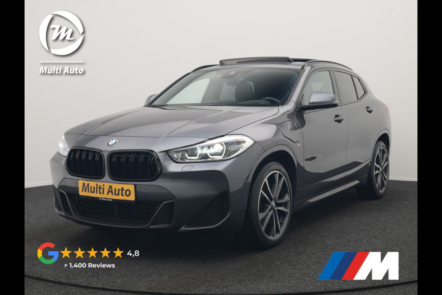 BMW X2 xDrive25e M Sport Plug In Hybrid 220pk Dealer O.H. PHEV | Panodak | Adaptive Cruise | Head Up | Camera | Harman & Kardon | Lederen Sportstoelen Memory & Verwarmd | Sfeerverlichting | Apple Carplay | Keyless | Navigatie | DAB | 19"L.M |