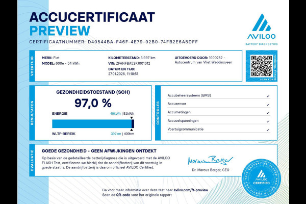 Fiat 600E RED 54 kWh l SOH 97% | 17% Bijtelling | Clima | Cruise | LED | PDC | Apple Carplay