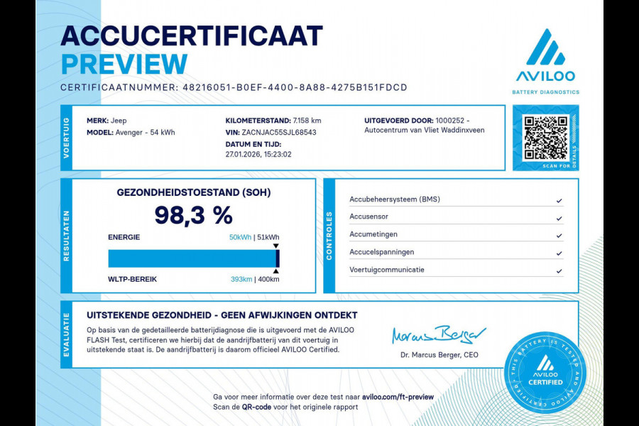 Jeep Avenger Summit 54 kWh | SOH 98,3% | 17% Bijtelling | Leder & Winter Pack | Schuif/Kanteldak | Infotainment & Convenience Pack