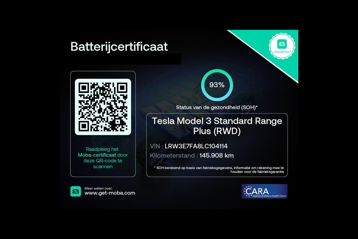 Tesla Model 3 RWD PLUS 60KWH 1e EIG.ACCU SOH 93! BIJNA 2021 LEDER. VELGEN.PANORAMADAK.