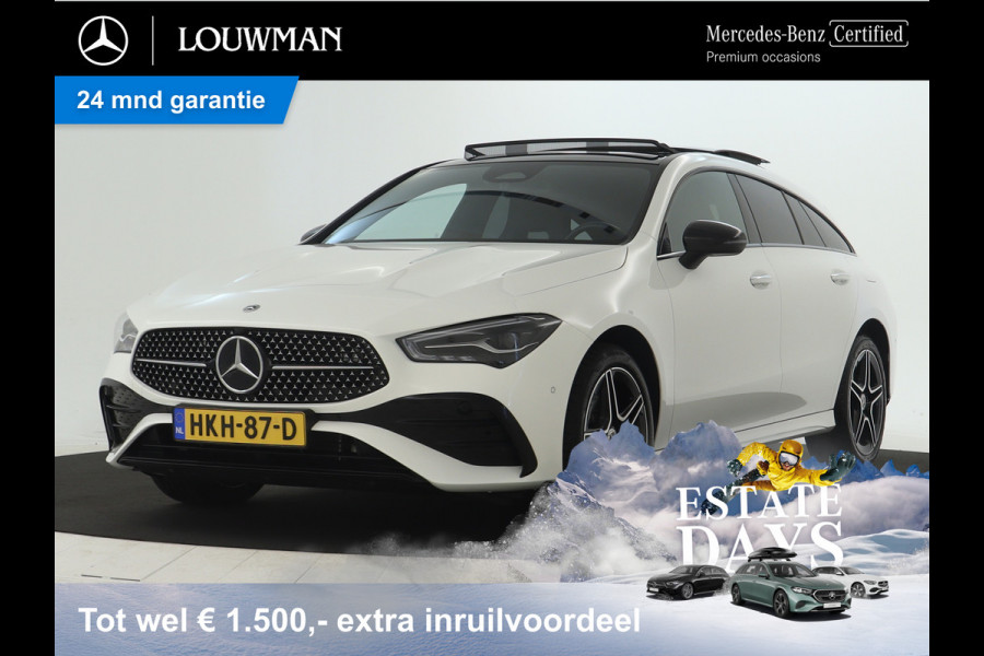 Mercedes-Benz CLA-Klasse Shooting Brake 250 e AMG Face Lift Plug-In Hybride | AMG Line Premium | Night Pakket | Panoramadak | 11 kw Laden | Stuur en Stoelverwarmig | Inclusief 24 maanden MB Certified garantie voor Europa.