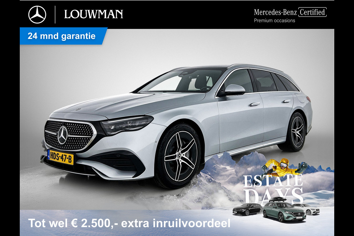 Mercedes-Benz E-Klasse Estate 300 e AMG Plug-In Hybride AMG Line | Panorama Schuif-Kanteldak | Trekhaak | Memory Voor Stoelen | Burmester® | Alarm | Lederen Bekleding. Inclusief 24 maanden MB Certified garantie voor Europa.
