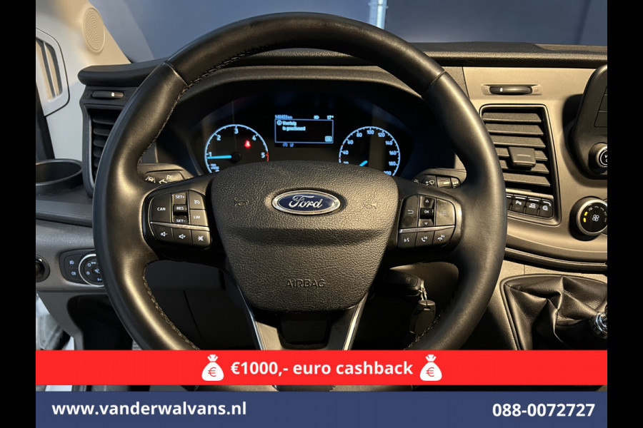 Ford Transit 2.0 TDCI 131pk L4H3 Jumbo Euro6 Airco | Camera | Cruisecontrol | Verwarmde voorruit Parkeersensoren, Bijrijdersbank