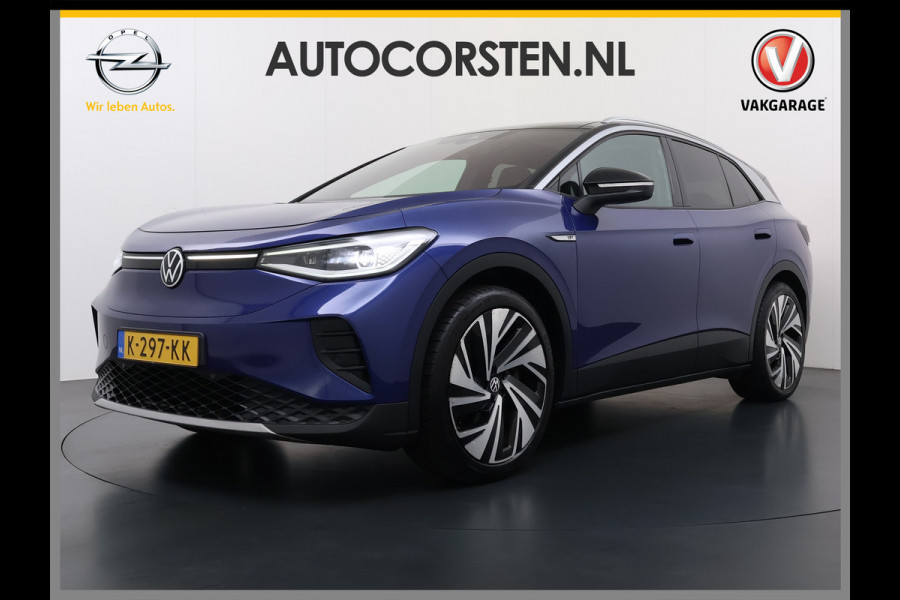 Volkswagen ID.4 Max Pro 1ST 77kWh W-pomp Trekhaak Panodak Camera 21" PDC-a+v Matrix-LED-a+v Adap.Cruise Navi Ergo-Active Stoelen Memory Dynamisch onderstel Stoelverwarming Lmv Elek.Achterklep Privacy Glas Voorruitverwarming Wifi SOH 87% 1e Eigenaar Origineel Nederlandse Auto 1.000KG Trekgewicht € 58.000 nieuw !
