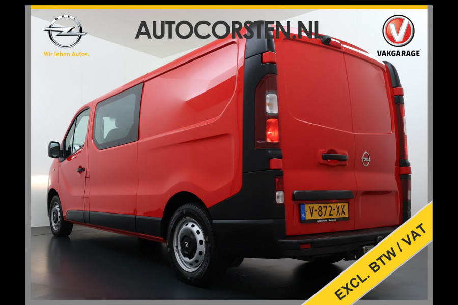 Opel Vivaro D126pk L2H1 Dubbele Cabine Euro 6 Navi Airco Trekhaak Camera Cruise Control Bluetooth Pdc 5-Persoons Betonplex Vloer Wandbetimmering Schuifdeur Regen-Lichtsensor 1.6CDTI 1e Eigenaar Origineel Nederlandse Auto Dealeronderhouden 2.000kg trekvermogen