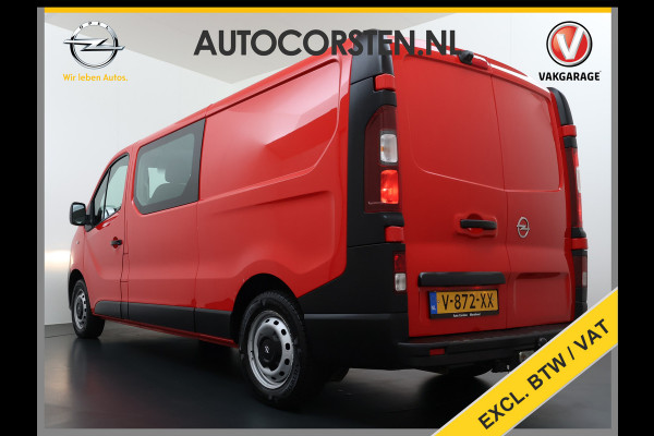 Opel Vivaro D126pk L2H1 Dubbele Cabine Euro 6 Navi Airco Trekhaak Camera Cruise Control Bluetooth Pdc 5-Persoons Betonplex Vloer Wandbetimmering Schuifdeur Regen-Lichtsensor 1.6CDTI 1e Eigenaar Origineel Nederlandse Auto Dealeronderhouden 2.000kg trekvermogen