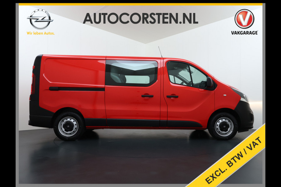 Opel Vivaro D126pk L2H1 Dubbele Cabine Euro 6 Navi Airco Trekhaak Camera Cruise Control Bluetooth Pdc 5-Persoons Betonplex Vloer Wandbetimmering Schuifdeur Regen-Lichtsensor 1.6CDTI 1e Eigenaar Origineel Nederlandse Auto Dealeronderhouden 2.000kg trekvermogen