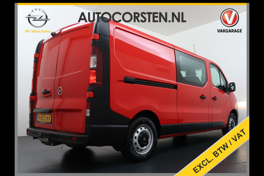 Opel Vivaro D126pk L2H1 Dubbele Cabine Euro 6 Navi Airco Trekhaak Camera Cruise Control Bluetooth Pdc 5-Persoons Betonplex Vloer Wandbetimmering Schuifdeur Regen-Lichtsensor 1.6CDTI 1e Eigenaar Origineel Nederlandse Auto Dealeronderhouden 2.000kg trekvermogen